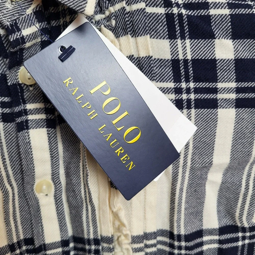 Polo Ralph Lauren Kids‎ Size 16 Plaid Button Down Shirt DressNavy Cream NWT